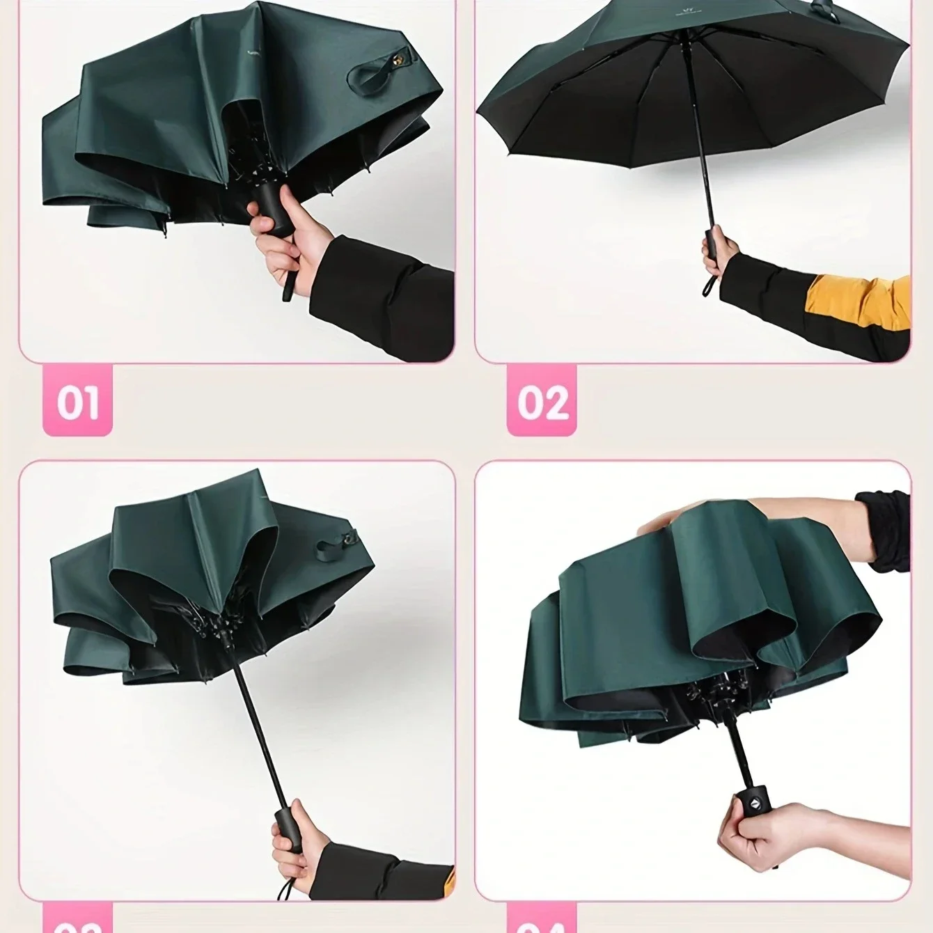 1pc-Automatic umbrellas, reinforced umbrellas, men\'s business strong and durable sun and rain dual-purpose sunshade umbrellas