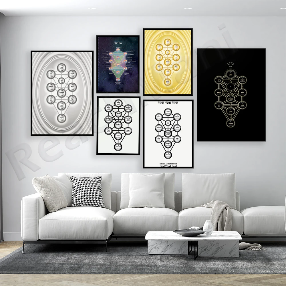 Tree of Life Wall Art, Kabbalah Jewish Tree of Life, Ten Sephiroth - Sefer Hayetzirah - Mystic, Sacred Geometry | Wall Art Poste