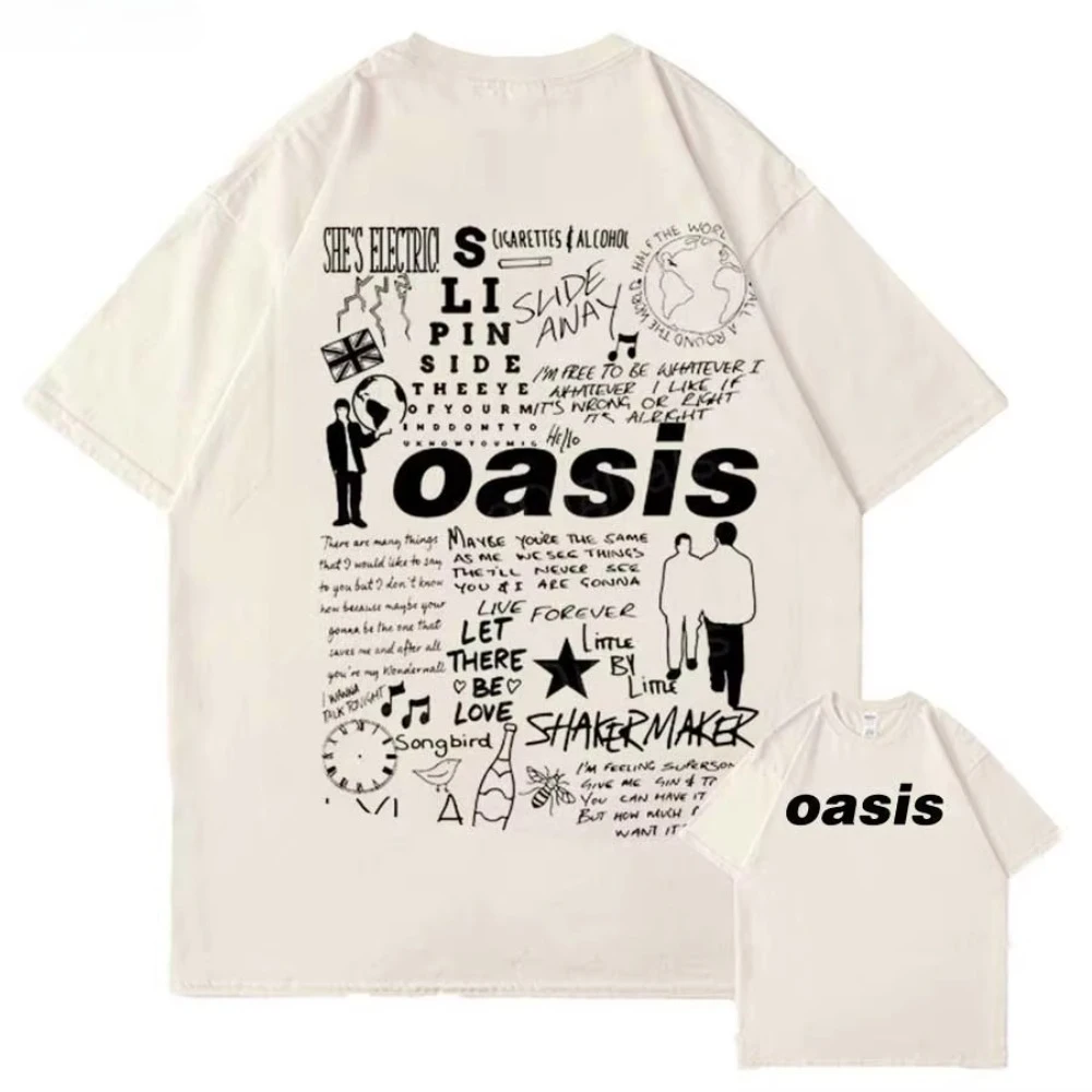 Oasis Live 2026 Tour Printed T Shirt for Men Women Hiphop Streetwear Oversized Tops Unisex Cotton Fashion T-Shirt Ins Y2k