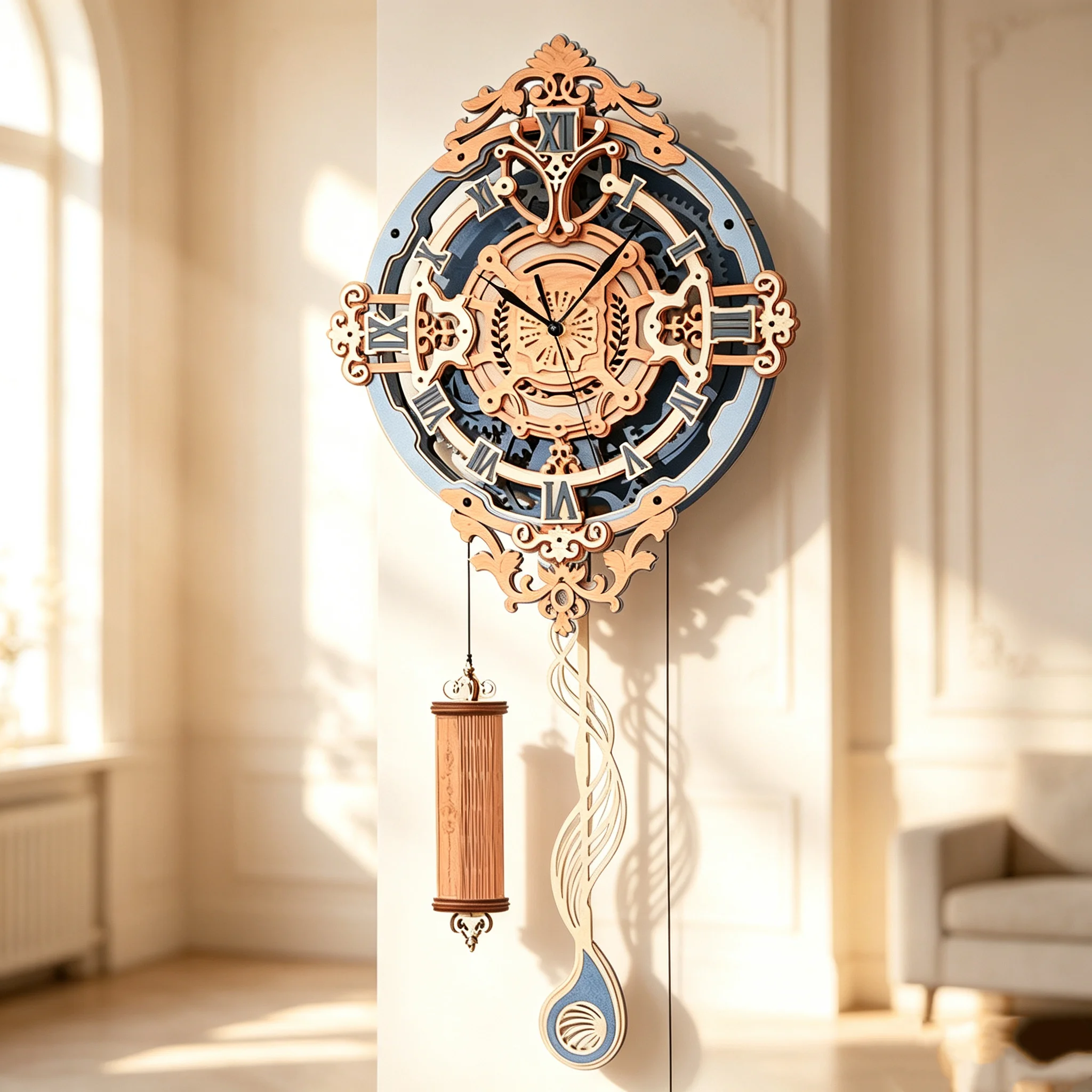 Roman Notes Wall Clock 3D Wooden Puzzle DIY Model Building Kit Craft Gift for Women Girls Birthday Home Decoration