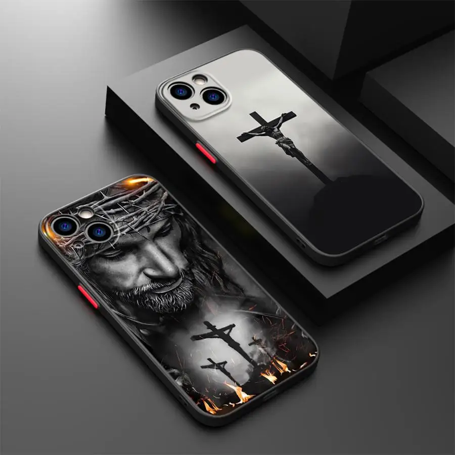 Diseño de Jesús Combinando Funda trasera para teléfono para iPhone 17 Pro Max 16 Plus X XS XR 12 14 7 8 SE Air 15 11 13 Mini 17P 16P