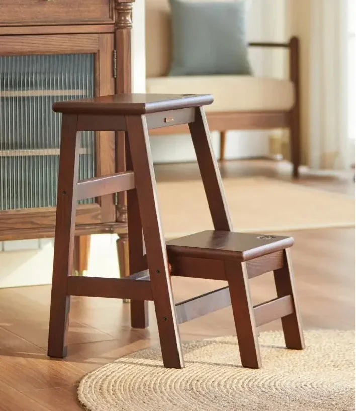 -Solid Wood Foldable Stool Home High Bench Multi-functional Chair Creative Dual-use Shoe Stool Step Stool