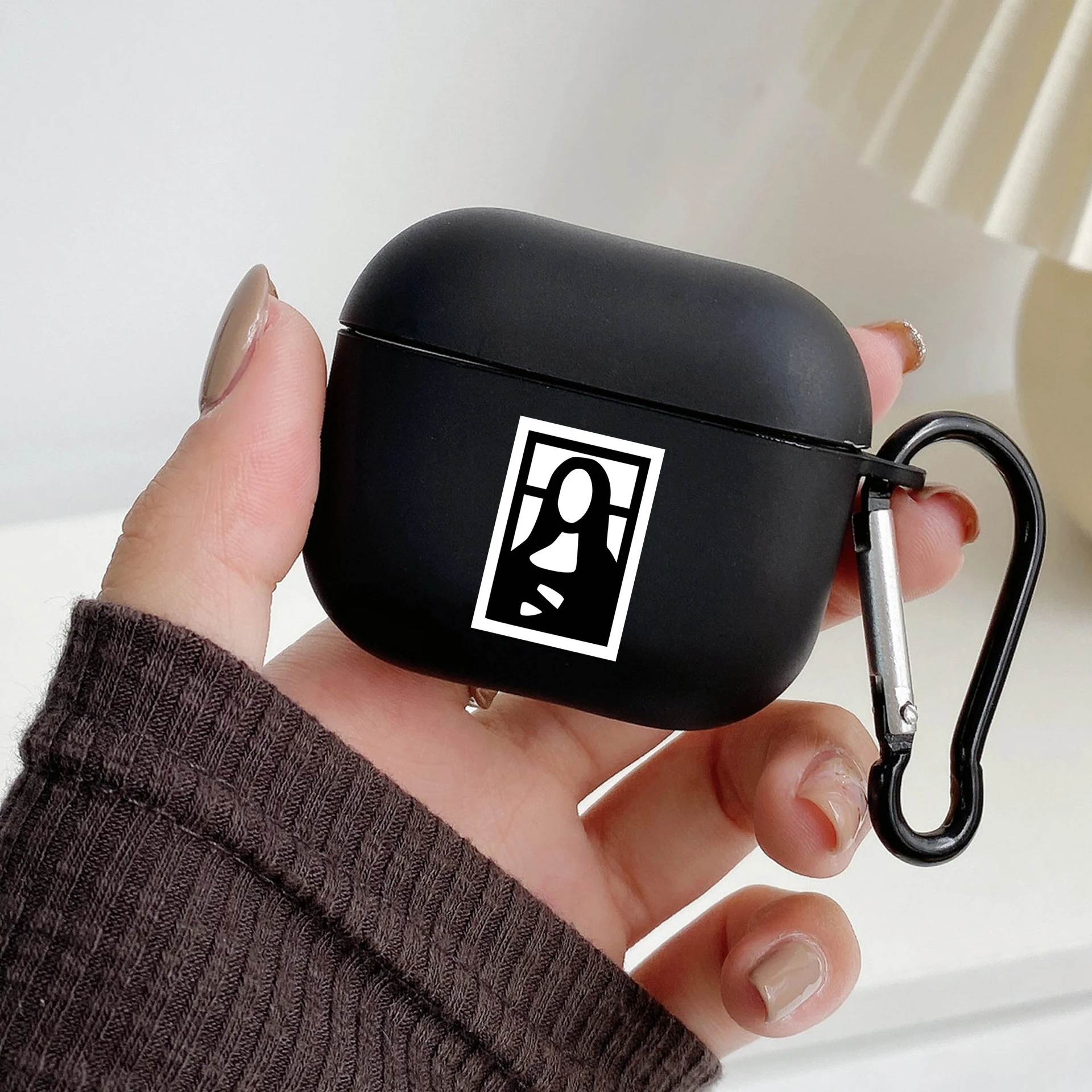 Earphone Case For Airpods 4 3 2 1 Pro3 Pro2 Shockproof With Keychain For Airpods 4 Black Cover Art Aesthetic David Mona Lisa