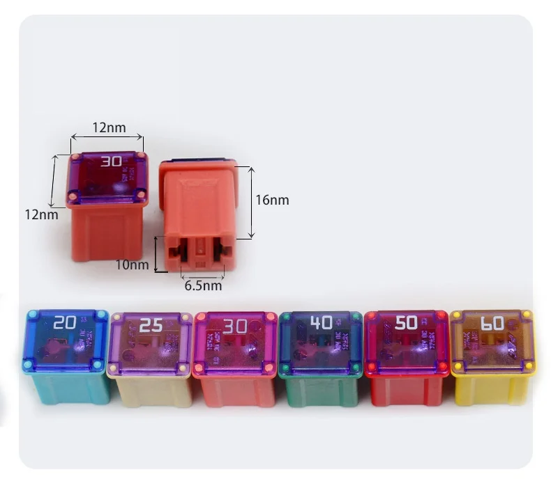 PEC Car Short Square Fuse Car Square Fuse Box 20A 25A 30A 40A 50A 60A