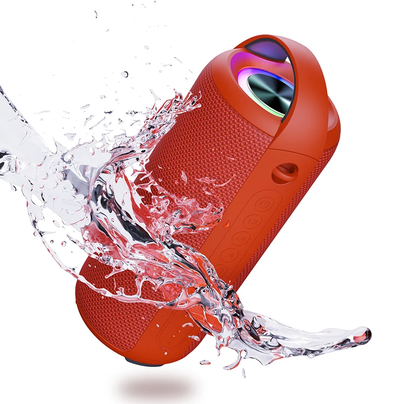 Waterproof Bluetooth Speaker Powerful Subwoofer HiFi Wireless 7D Stereo with LED Light Lanyard TWS Handsfree TF AUX Music Player