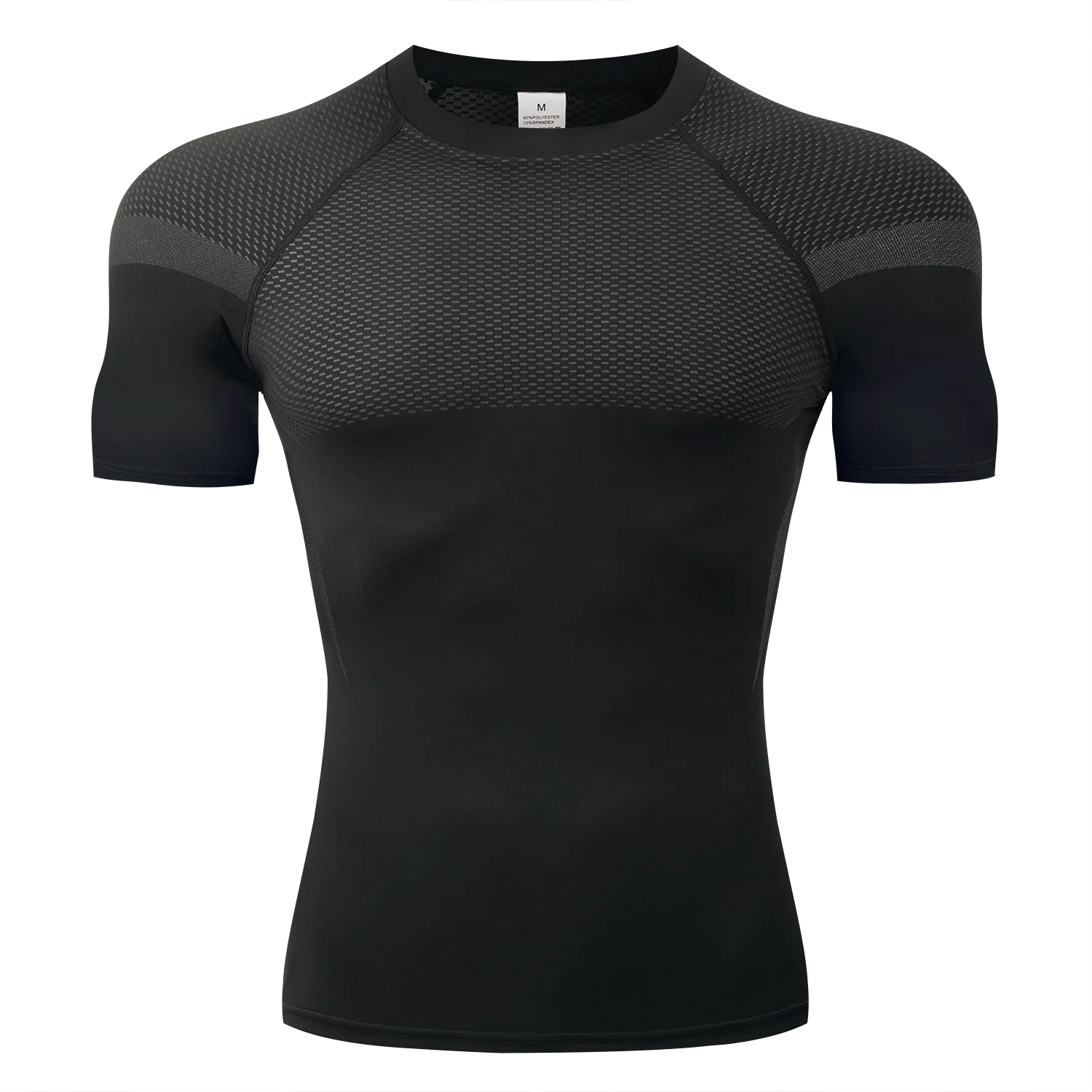 تي شيرت رجالي للصالة الرياضية للتمرين والتدريب واللياقة البدنية وأكمام قصيرة بقصة ضيقة ورقبة دائرية تي شيرت رياضي Baselayer ملابس رياضية