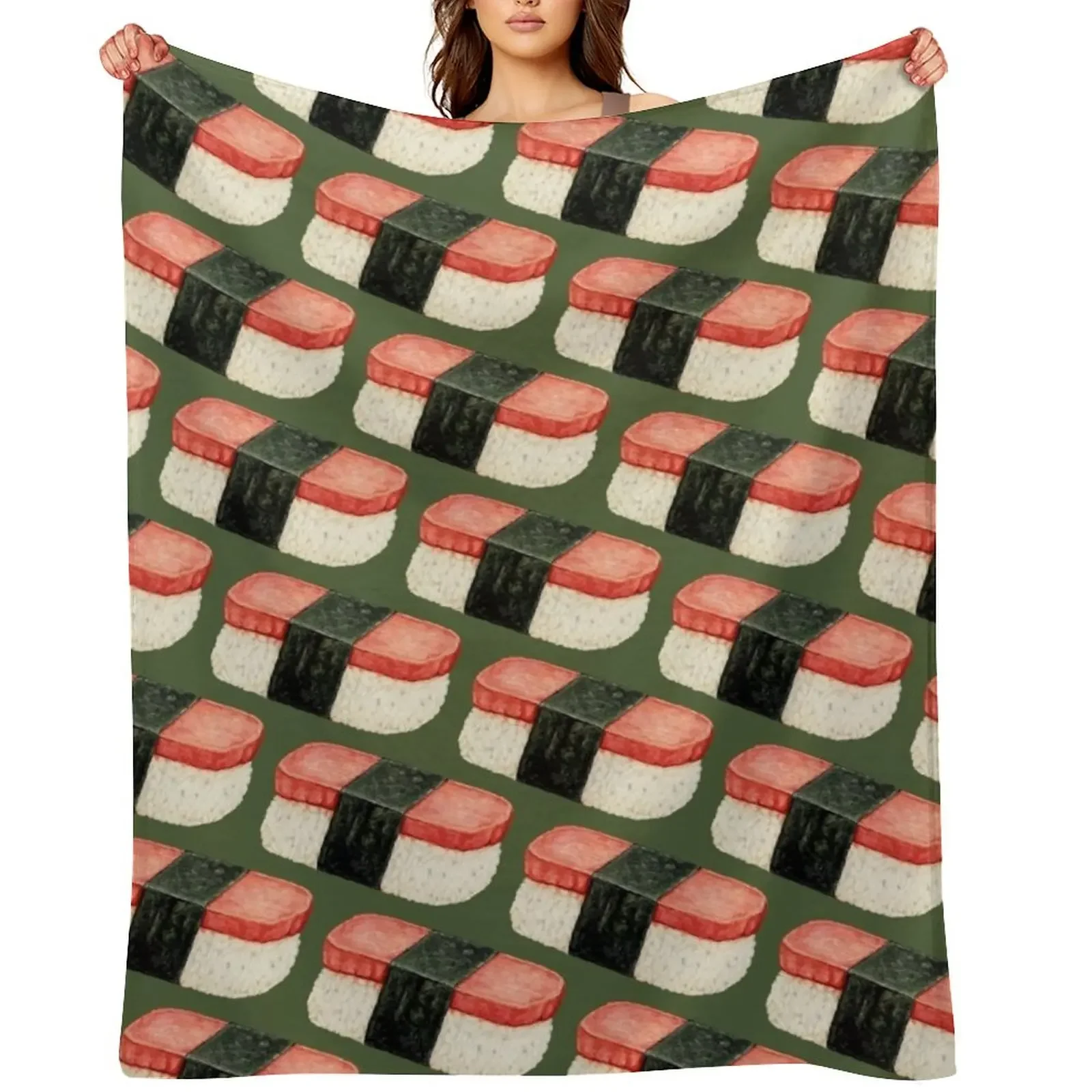 

Musubi - Green Throw Blanket valentine gift ideas Designers for babies Plaid on the sofa Blankets
