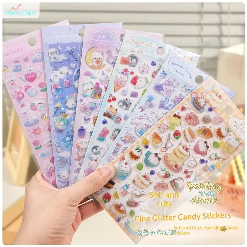 

1/2 Sheets Scrapbooking DIY Journaling Cute Stationery Diary Decals Candy Color Animals Flash Decor Stickers Gift