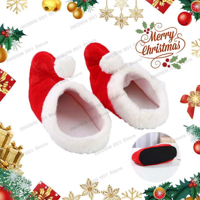 Weihnachtsdekoration Hausschuhe Baumwolle Hausschuhe Weihnachtsmann Elf Schuhe Zehen rutschfeste warme Hausschuhe für Erwachsene Kinder Weihnachtsfeier