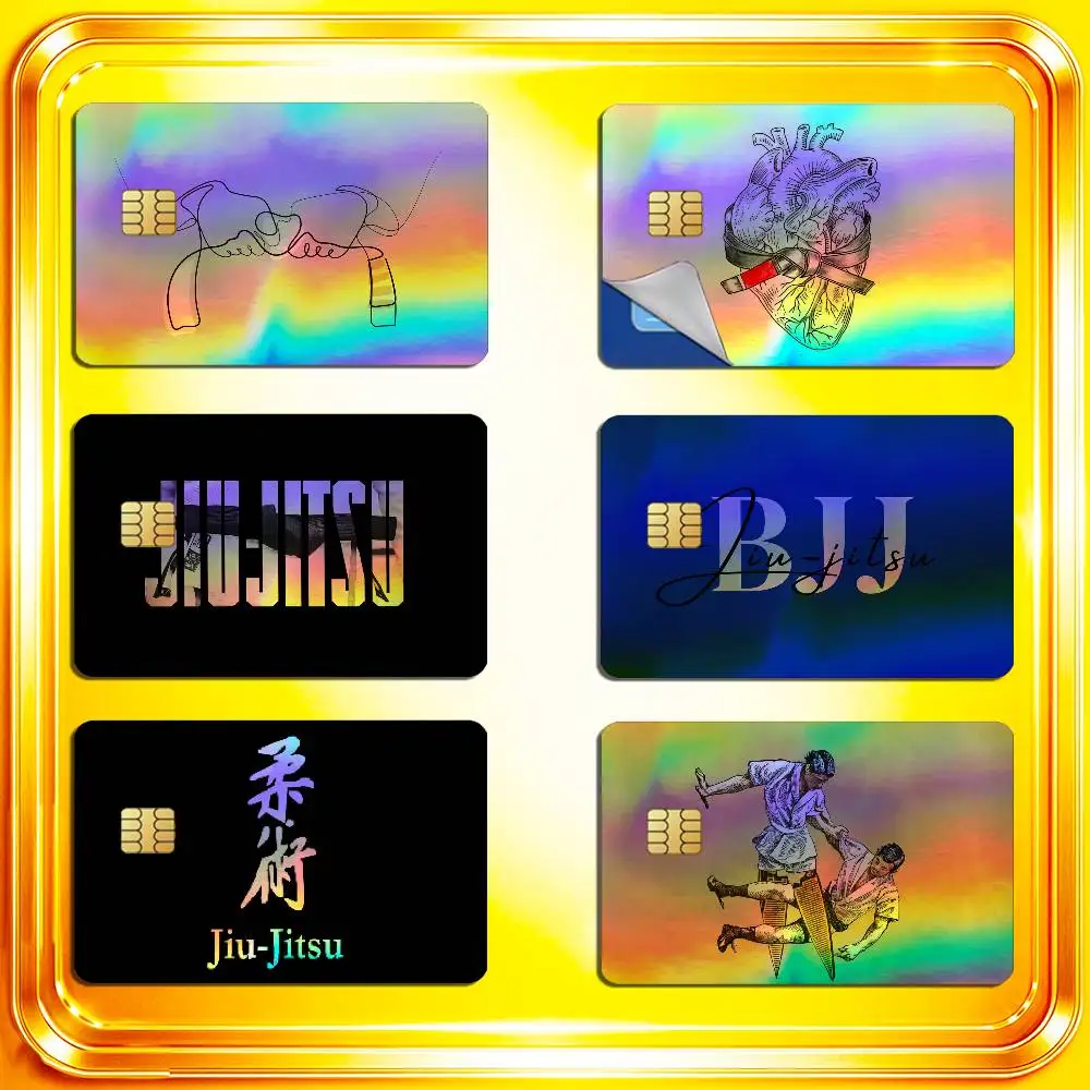 For Brazilian Jiu Jitsu BJJ Japan Judo Credit Bank Sticker ID Access Card Cover Skin Rainbow Color Laser Stickers Film