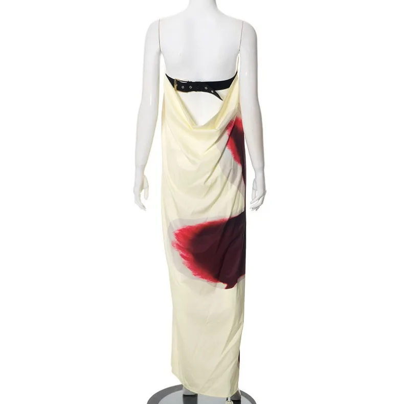Ärmelloses, bedrucktes, trägerloses langes Kleid, modisch und sexy, für Party, Abschlussfeier, formelle, elegante Damen-Robe. – Detail 16