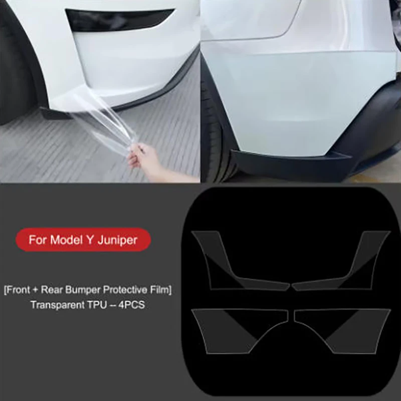 Bumper Sides Corner For Tesla Model Y Juniper 2025 TPU Protector Film Anti-Scratch Film Invisible Car Clothing