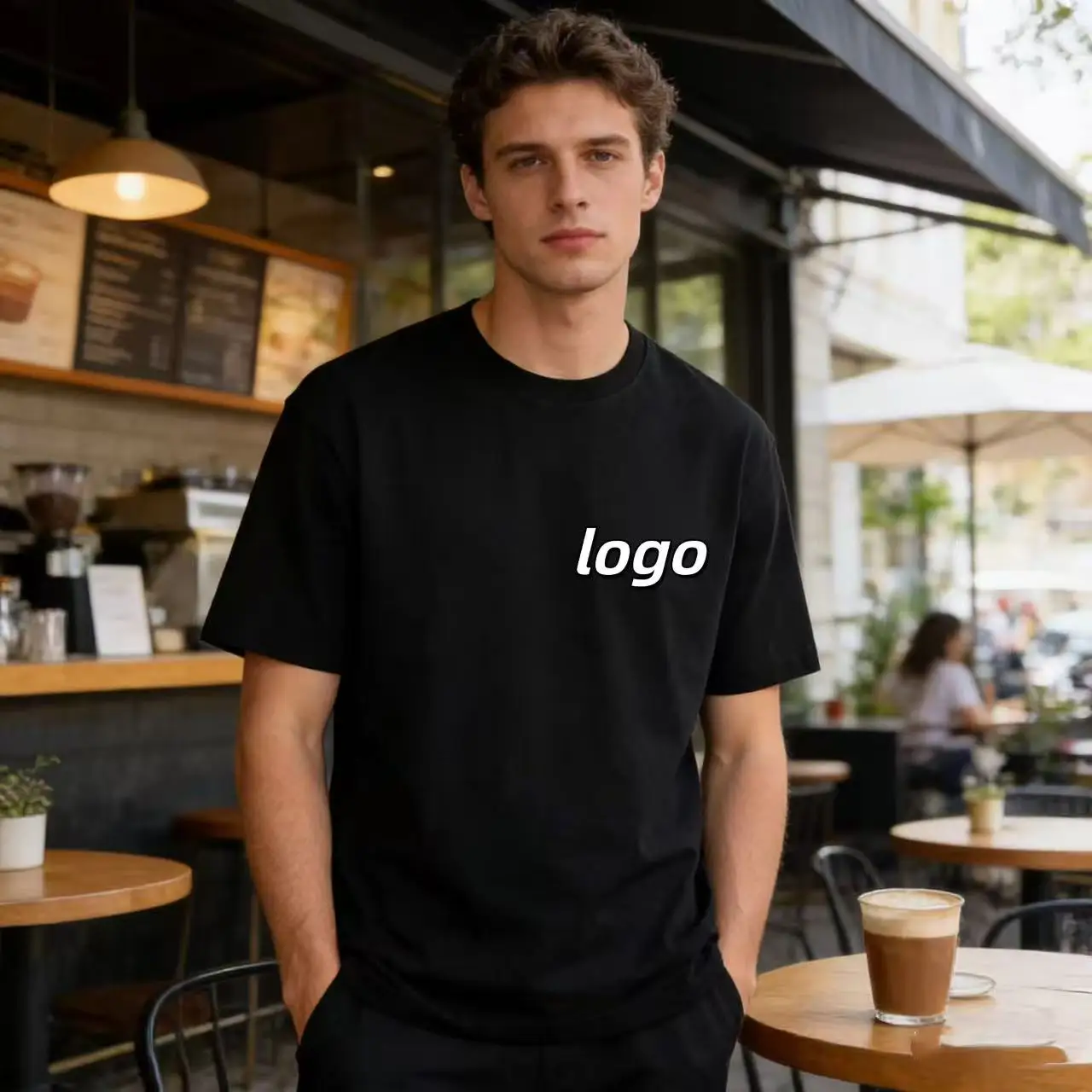 High-end 100% cotton 260g T-shirt with custom digital printing for loose and breathable large-sized short-sleeved promotional T-