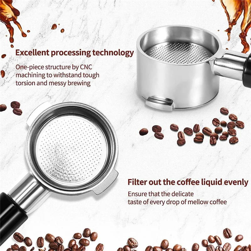 AF93-2 ملحقات فلتر القهوة بدون قاع مقاس 51 مم مع سلة فلتر لآلة الإسبريسو Delonghi Ecp3420/Ec155/Bco430/Ec260