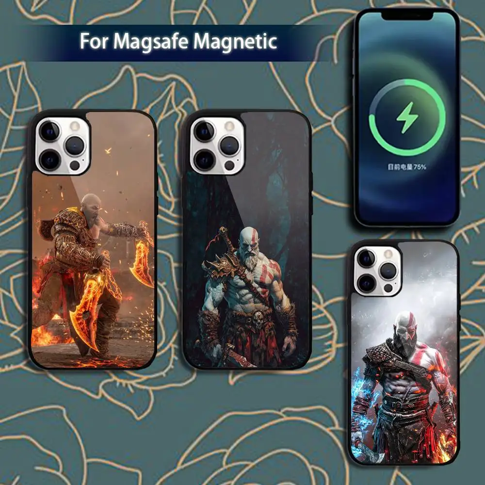 

G-God of War K-Kratos Phone Case For iPhone 16,15,14,13,12,11,Pro,Max,Plus,Mini,Magsafe,Magnetic Wireless Charging Case