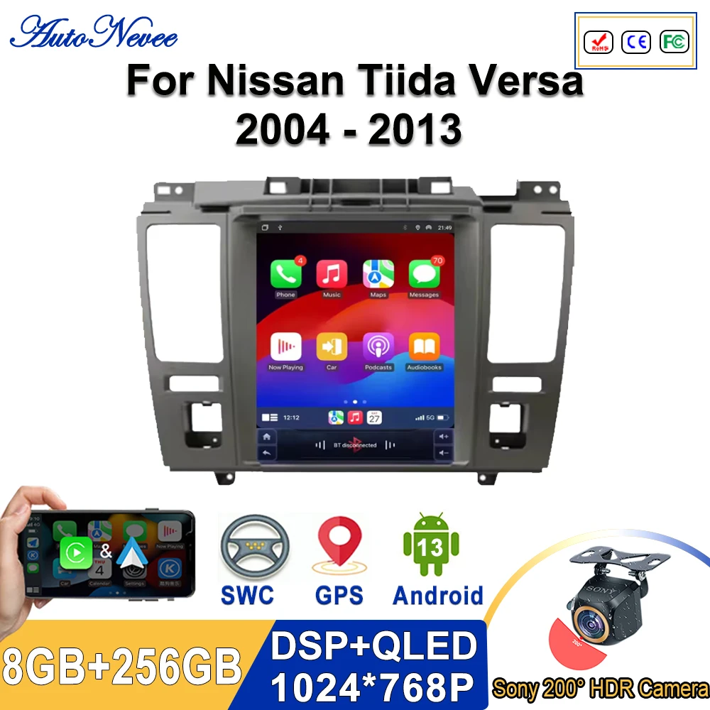 

Wireless Carplay Android 14 Vertical Screen 9.7" For Nissan Tiida Versa 2004 - 2013 Car Radio GPS Multimedia Player Auto Stereo