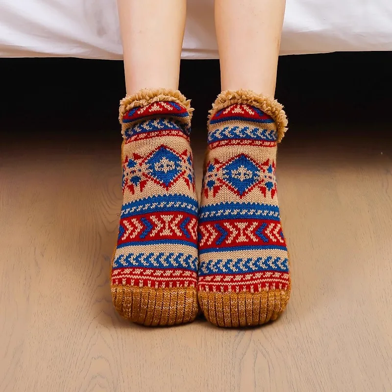 Couple's Ankle Cotton Socks Thickened Fluffy Indoor Floor Socks Winter Non-Slip Carpet Socks Slipper Socks for Men and Women