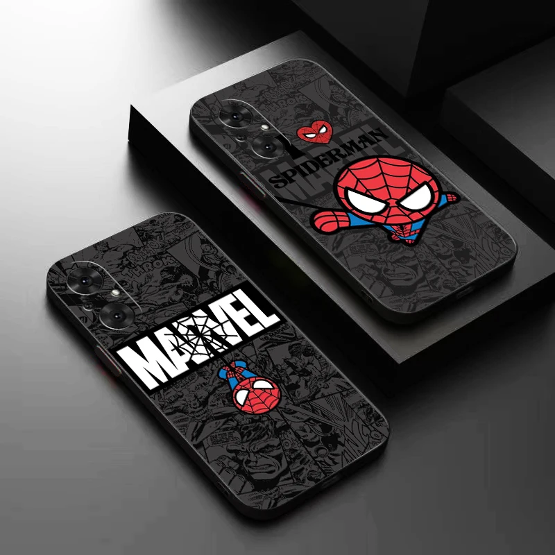 

Marvel Spiderman Cartoon For OPPO A97 A94 A93 A93S A92 A92S A91 A74 A55 A54 A16 5G Phone Case Liquid Silicone Cover