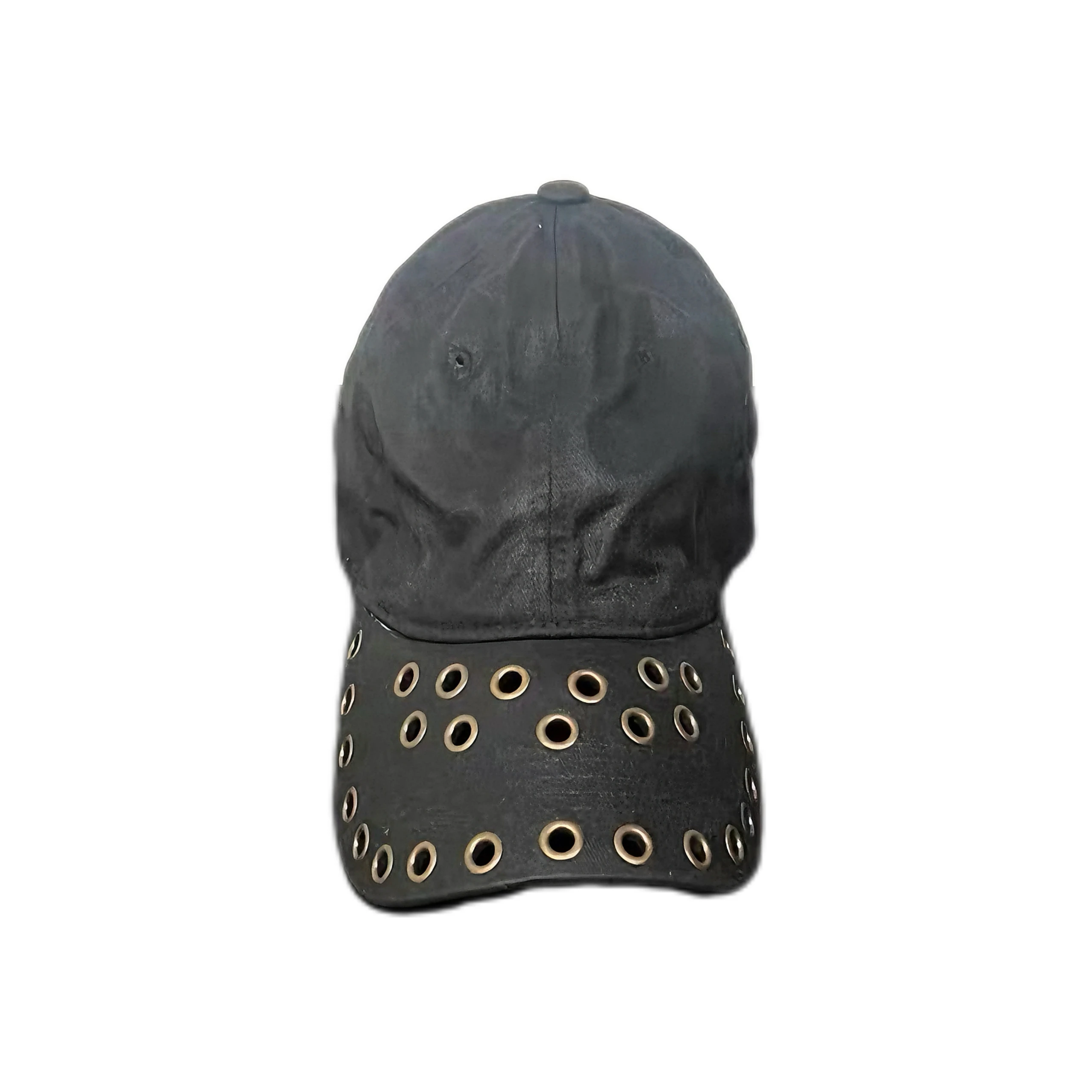Black Wax Brushed YVL Style Vintage Duckbill Cap Rivet Hole Eye Adjustable Street Style Cap for Youth Daily Wear Unisex Hat