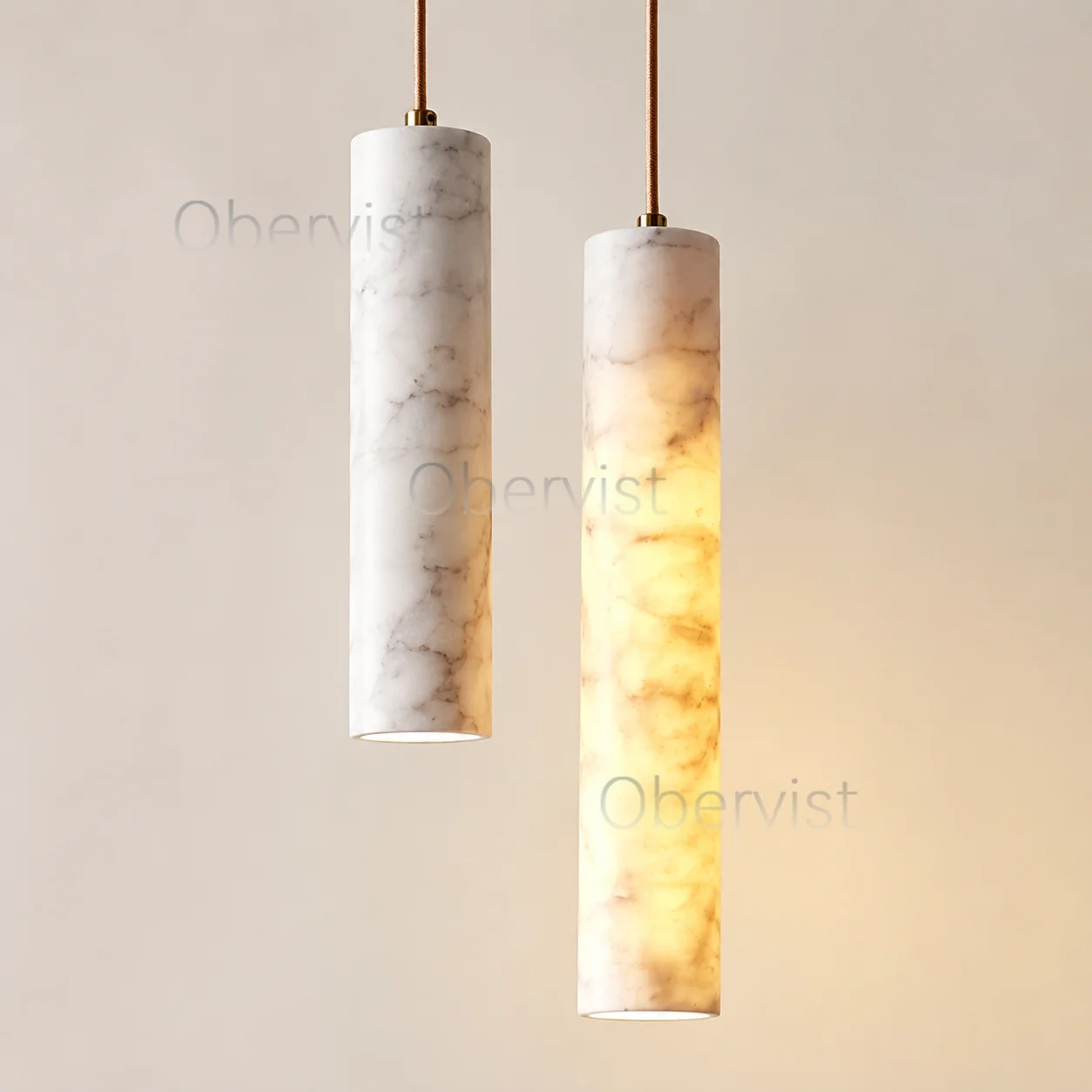Modern Linear LED Pendant Light, Cream Marble-Look Hanging Lamp for Dining Bar Counter and Bedside