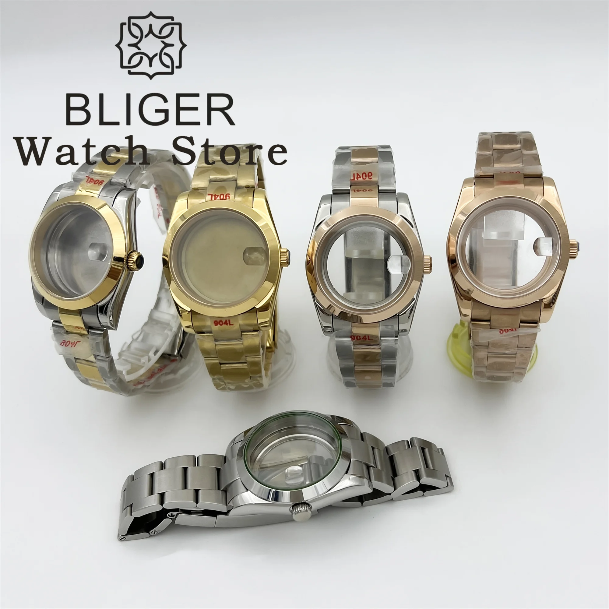 

BLIGER 36mm/39mm Silver Gold Watch Case Sapphire Glass Fit NH34 NH35 NH36 ETA2824 2836 Miyota8205 821 PT5000 Mingzhu DG Movement