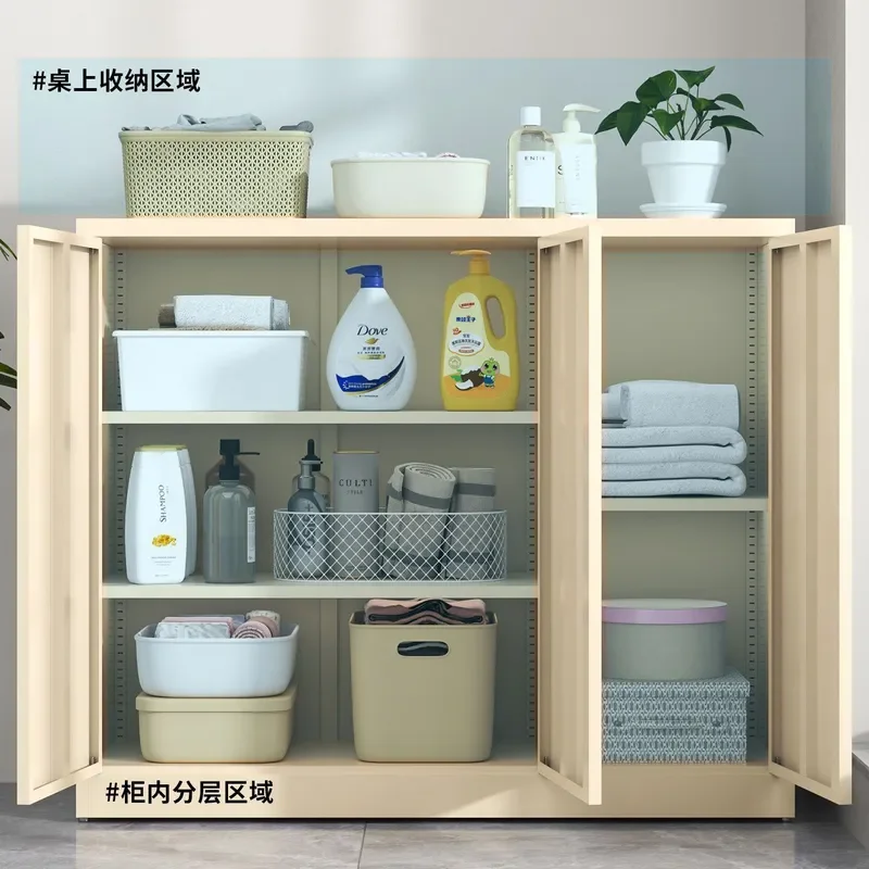 Steel Outdoor Balcony Cabinet Waterproof Sunscreen Locker Double Door Wardrobe Large Capacity Storage for Patio Garden