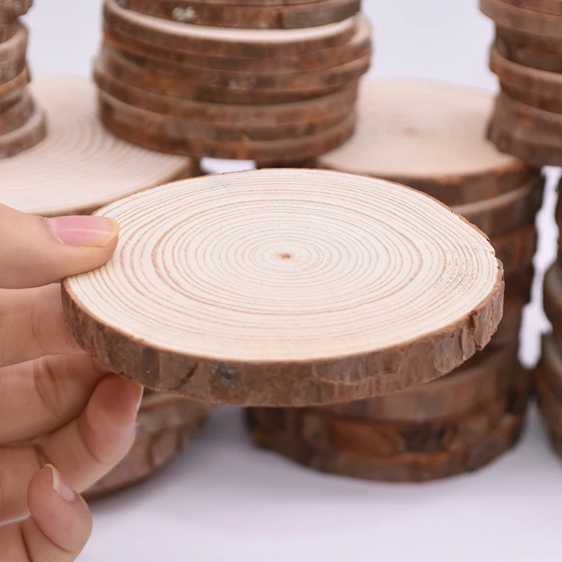 1-10pcs 3-12cm Natural Pine Round Unfinished Wood Slices Circles Log Discs DIY Painting Rustic Wedding Party Wooden Crafts