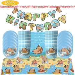 Kapibala Theme Capybara Birthday Decorations Tableware Cup Plate Napkins Banner Tablecloth Kids Festivals Party Event Supplies