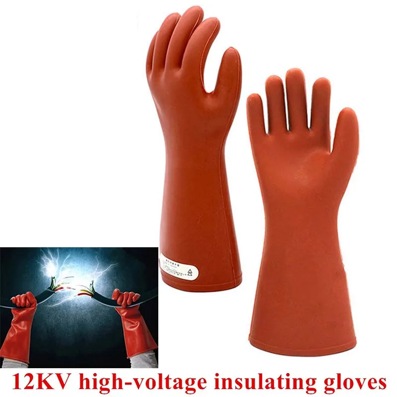 

2PCS Anti-electricity Protect Professional 12kv High Voltage Electrical Insulating Gloves Rubber Electrician Safety Glove 37cm