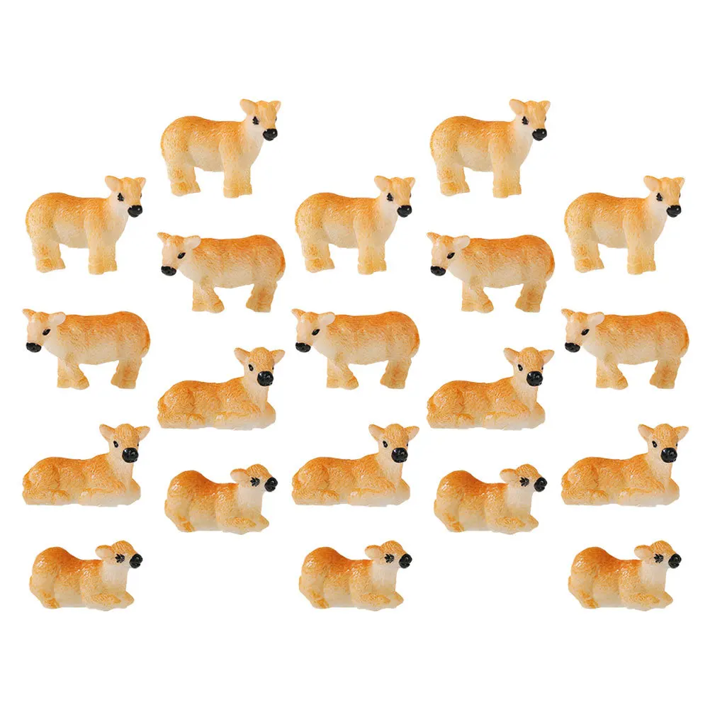 

20Pcs Small Resin Animal Decorations Cute Calf Sculptures for Bonsai Garden Scene Desk Shelf Display Home Office Styling