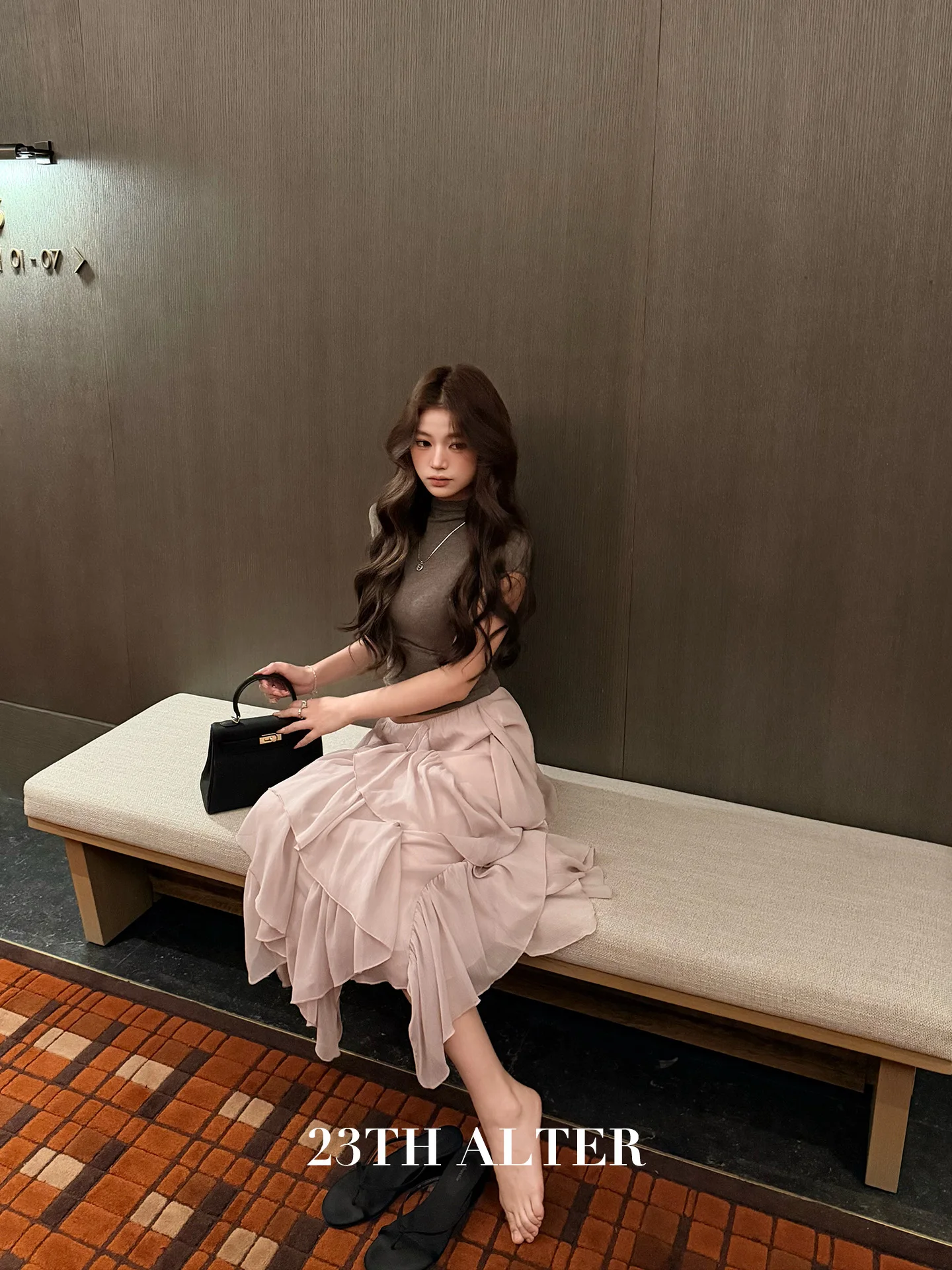 

Romantic Flower House Design Asymmetrical Hem Chiffon Half Skirt Elastic Waist Ladies' Fashion Polyester Fiber Loose Fit