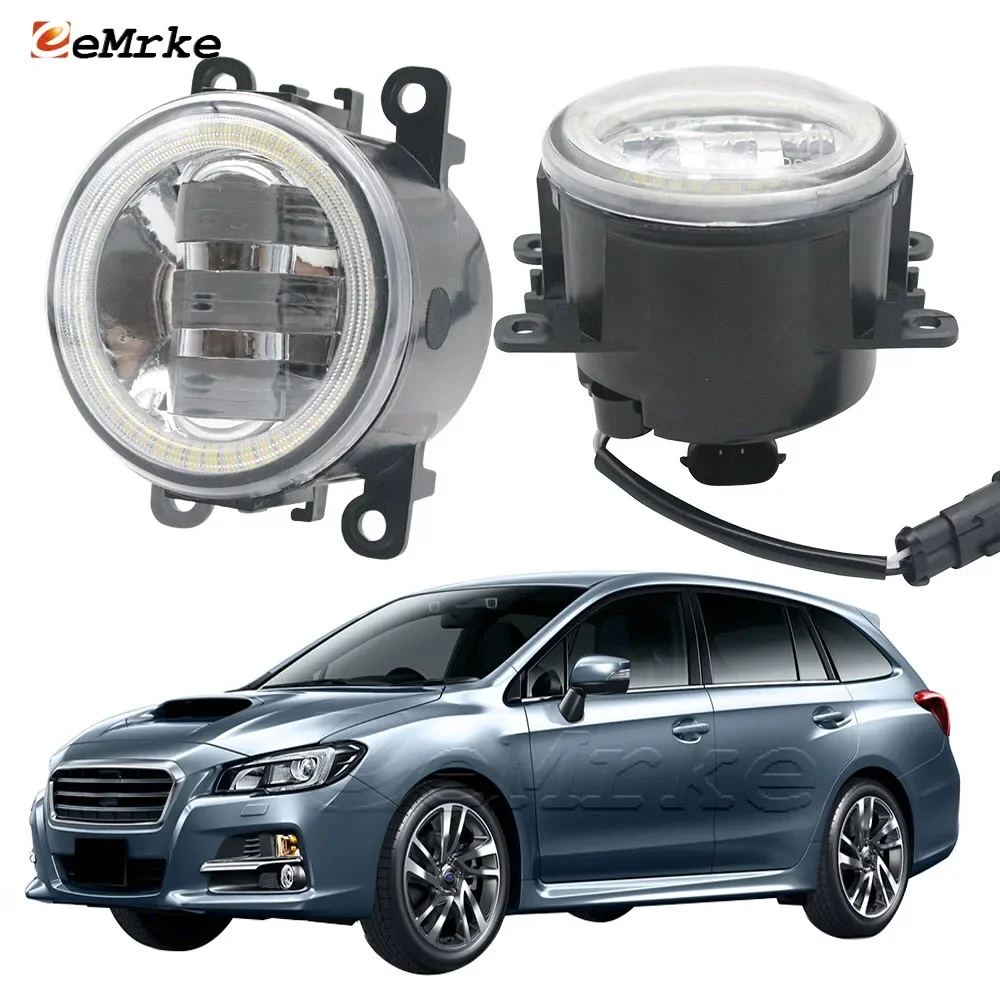 EEMRKE 2 Pieces Led Driving for Subaru Levorg VM 2015 2016 2017 DRL Halo Car Fog Lights Assembly with Lens Daytime Running Light