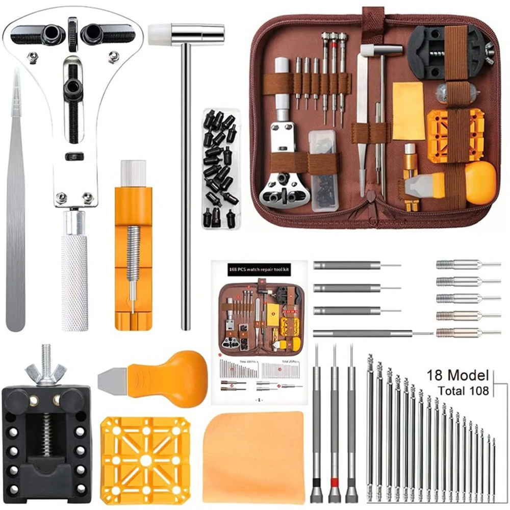 

168pcs Watch Repair Tools Kit, Watch Back Cover Bracelet Removal, Battery Replacement etc, Mechanical Watch Tools DIY Parts