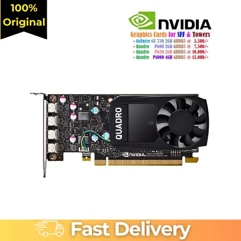100% Tested work fine Original For Quadro graphics card P600 p400 p620 p1000 2GB professional graphics card CAD/PS video editing