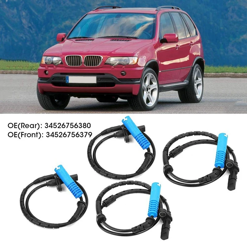 4Pcs Car ABS Wheel Speed Sensor for BMW- X5 E53 2000-2006 34526756380 34526756573 34526756379 34526752016