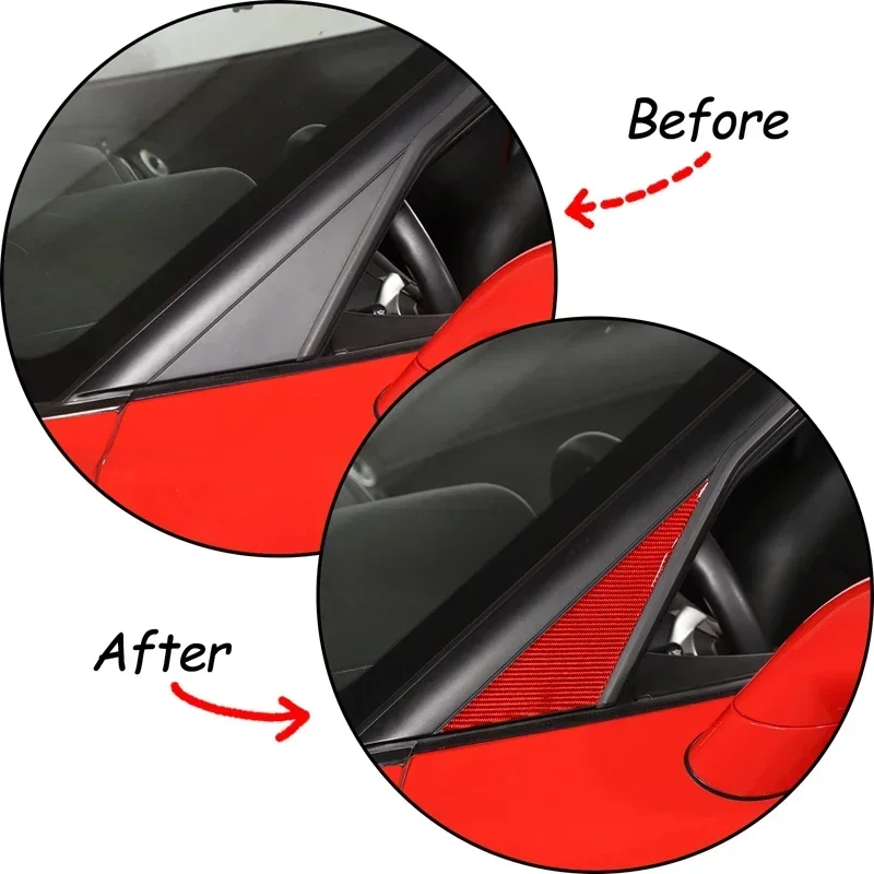 

For Chevrolet Corvette C6 2005-13 Soft Carbon Fiber A-pillar Triangular Decorative Sticker Car Exterior Modification Accessories