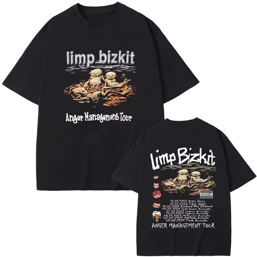Limp Bizkit Anger Management Tour T-shirt Vintage Washed 90s Rock Band Merch Unisex Oversized Crew Neck Cotton Short Sleeve Tee