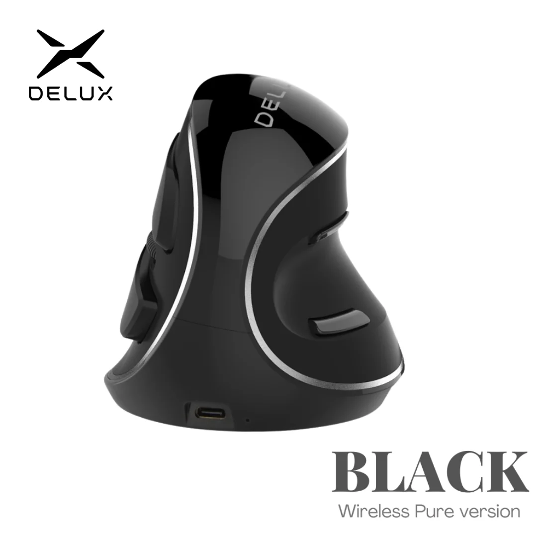 Delux M618 Plus Ergonomic Vertical Wireless Mouse DPI 1600 6 Function Buttons Optical Mice with Removable Palm Rest For Computer