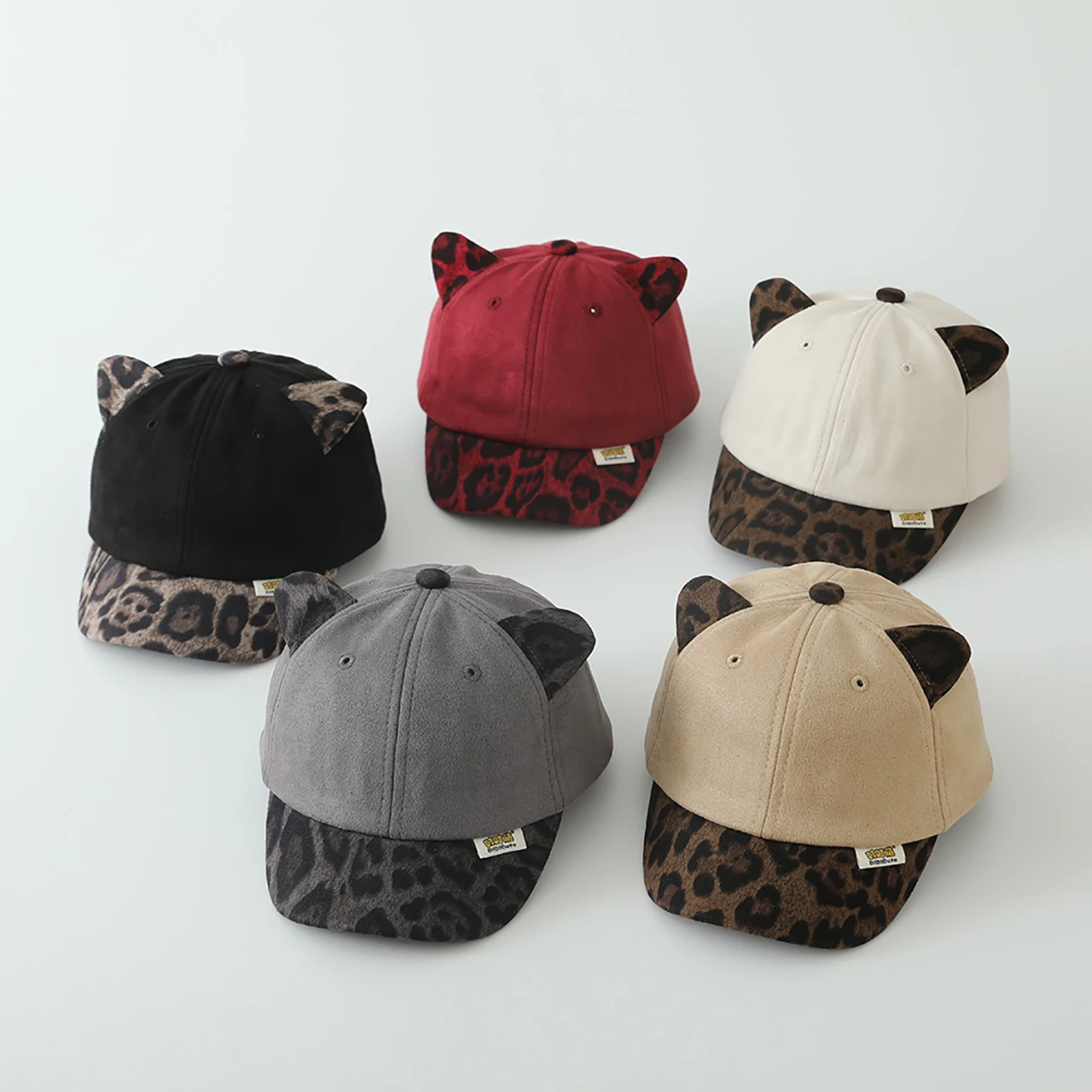 

Print Leopard Duck Tongue Hat Baby Girl Sunshade Visors Cute Cat Ears Toddler Peaked Cap 1-3Year Kids Short Brim Baseball Hats