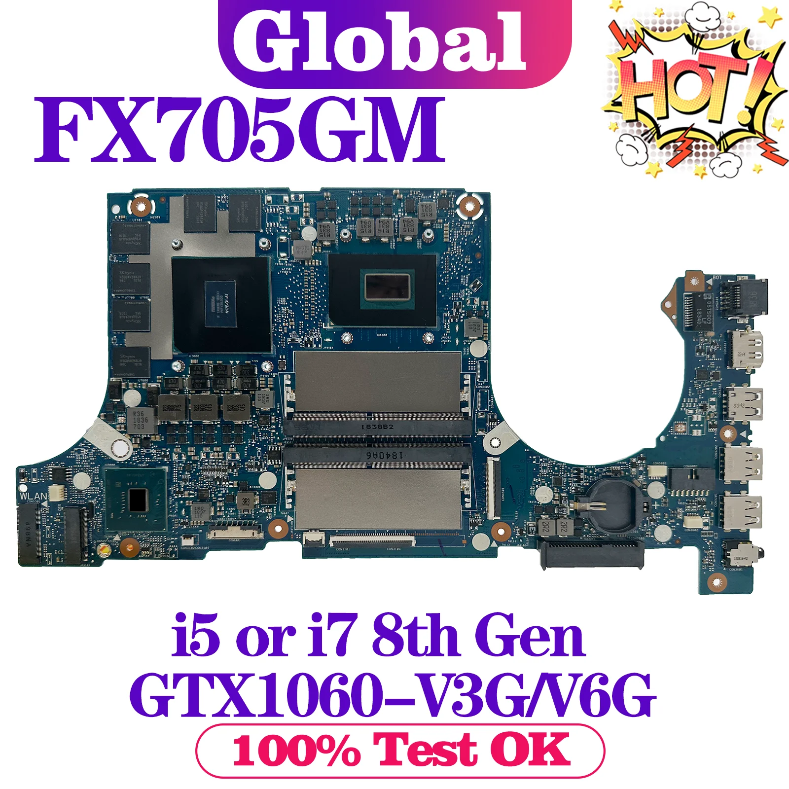 FX505GM Mainboard For ASUS FX505G FX705GM PX505G MW505G FX86FM PX705G MW705G Laptop Motherboard i5 i7 8th Gen GTX1060-V3G/V6G