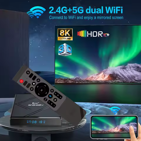 TV Box Android 14 2.4G/5G Dual WiFi Media Player 4K Set Top Box 2GB 16GB Android Box with Remote