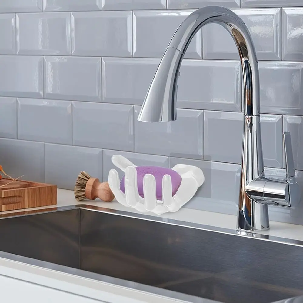 Picture 3: Creative Plastic Hand Shape Hook Multi-functional Wall Hook Trace-less Hanger Hook Solid Color Display Stand Home