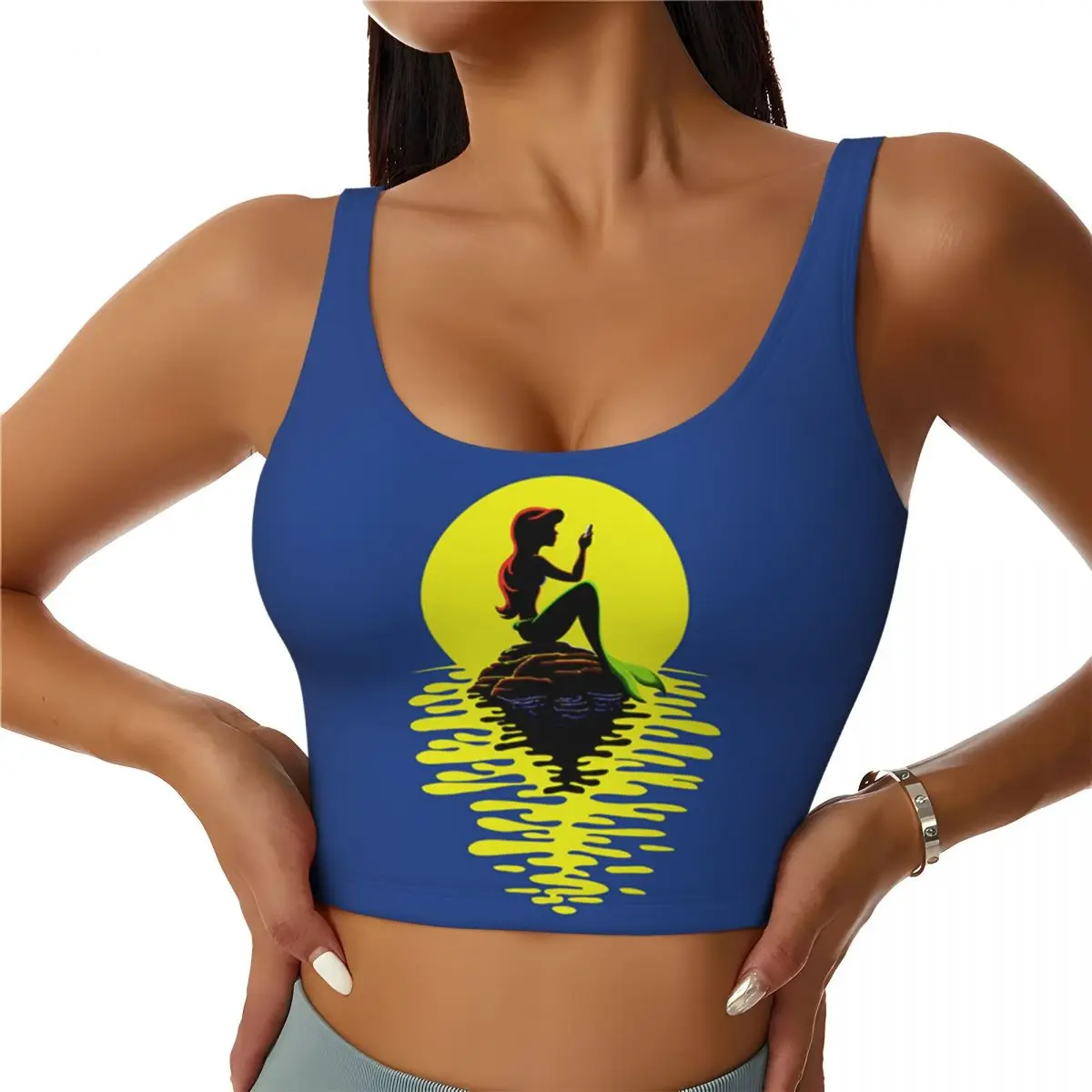 Custom New Fashion Ariel Princess Sports Bra Women's High Impact Workout Yoga Crop Top