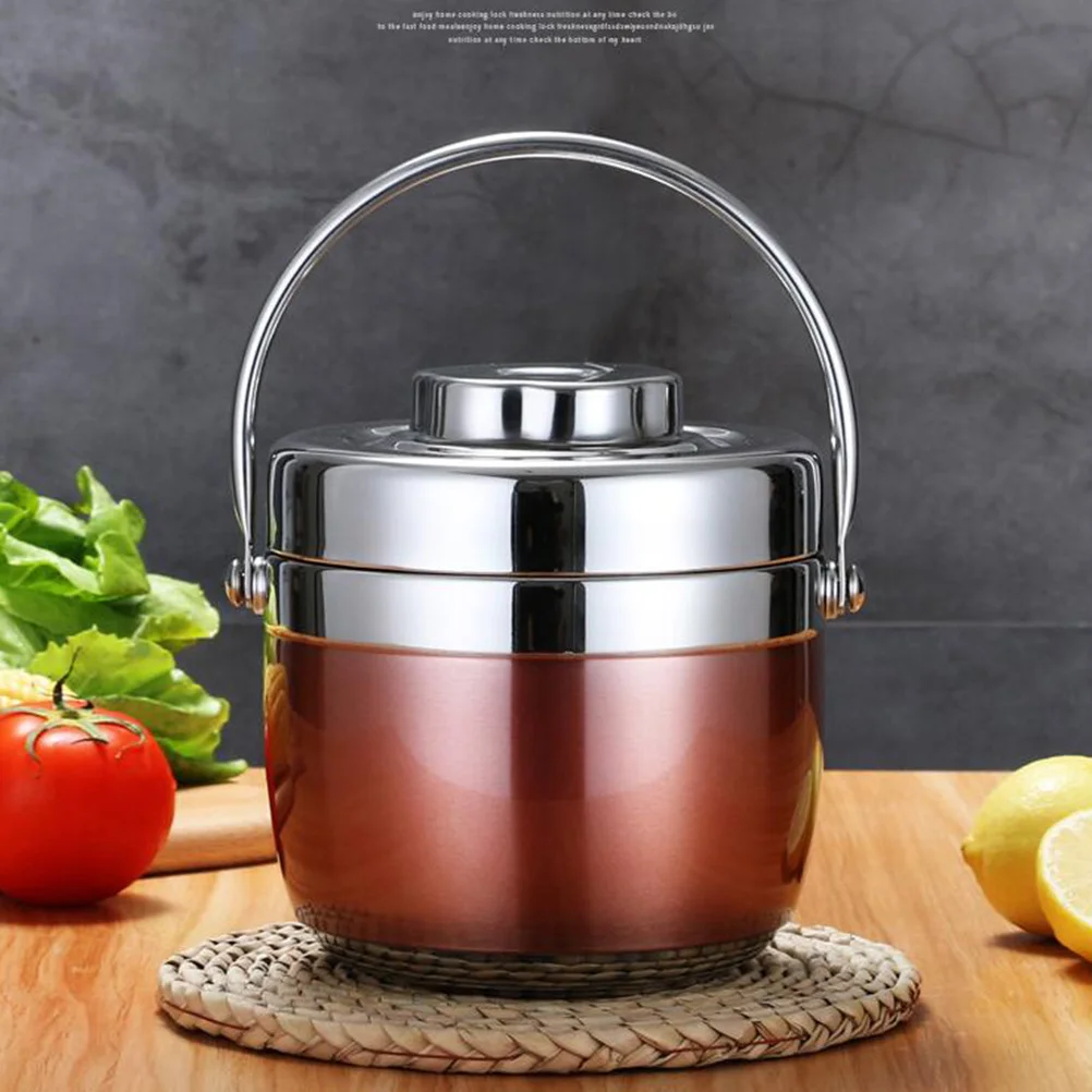 

Stainless Steel Vacuum Insulated Lunch Box 2-Tier Portable Bento Box 1.2L Keep Heat 6 Hours Food Container for Office School