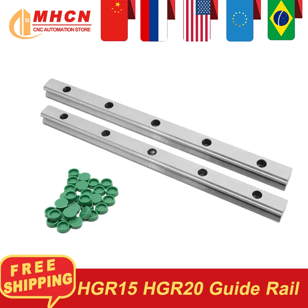 2PCS 1000-2000mm HGR15 HGR20 Linear Rail EU RU Warehouse CNC Guides Linear Guide With Green Dust Plug For CNC Router Engraving