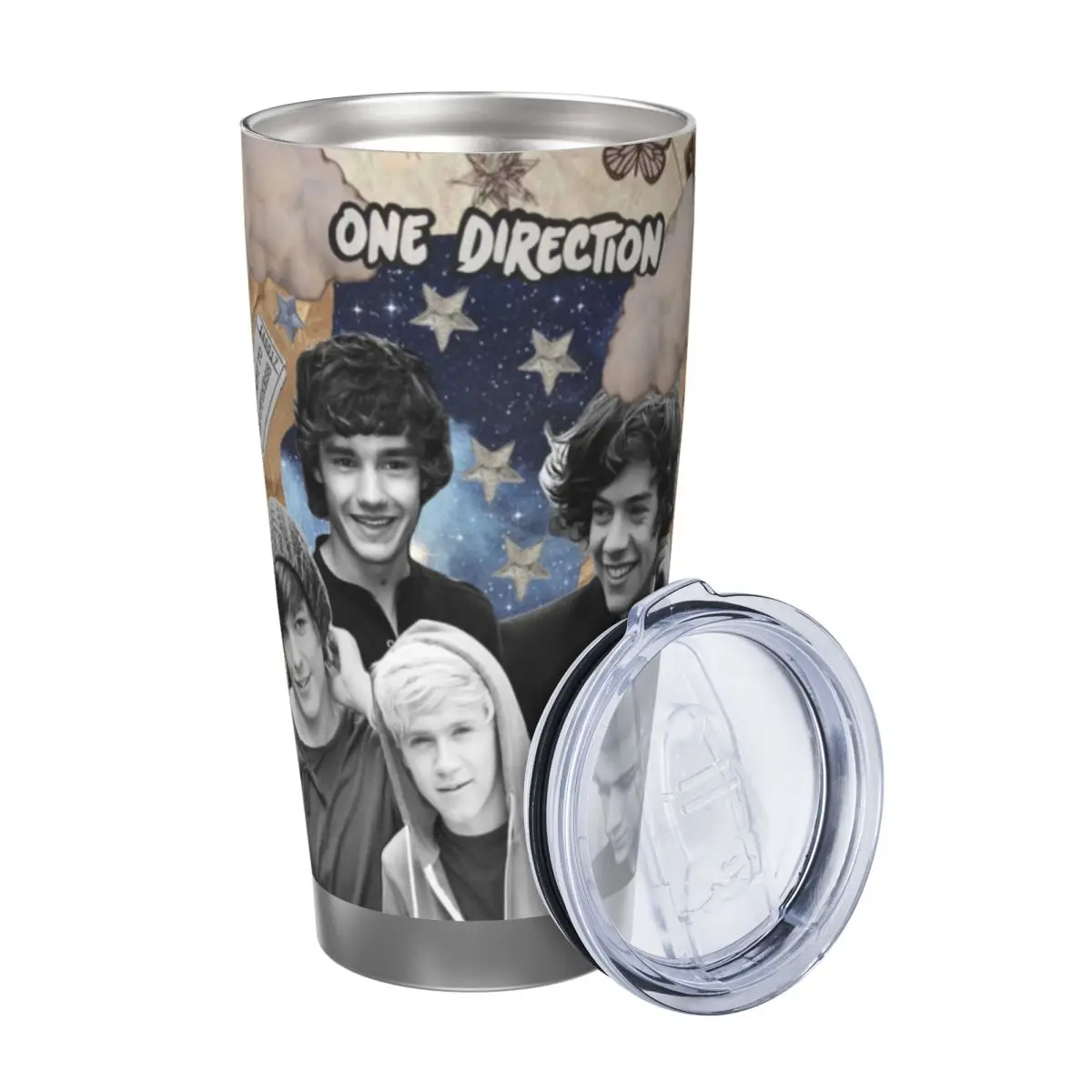 O-One-D-Directions 20oz Stainless Steel Car Mug Straw Thermal Iced Travel Cup Vacuum Insulated Coffee Hot Cup
