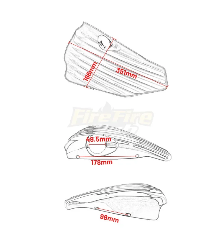 Penutup baterai tangki bensin sepeda motor, pelindung garis-garis sisi kiri & kanan untuk Harley Sportster 48 72 XL1200 XL883 2014-2024