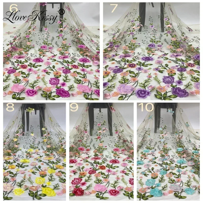 High Quality Lace 5 Yards Spot Wholesale Small Floral Embroidery Lace Fabric Dress10 Colors Embroidery Fabric Wide:125CM