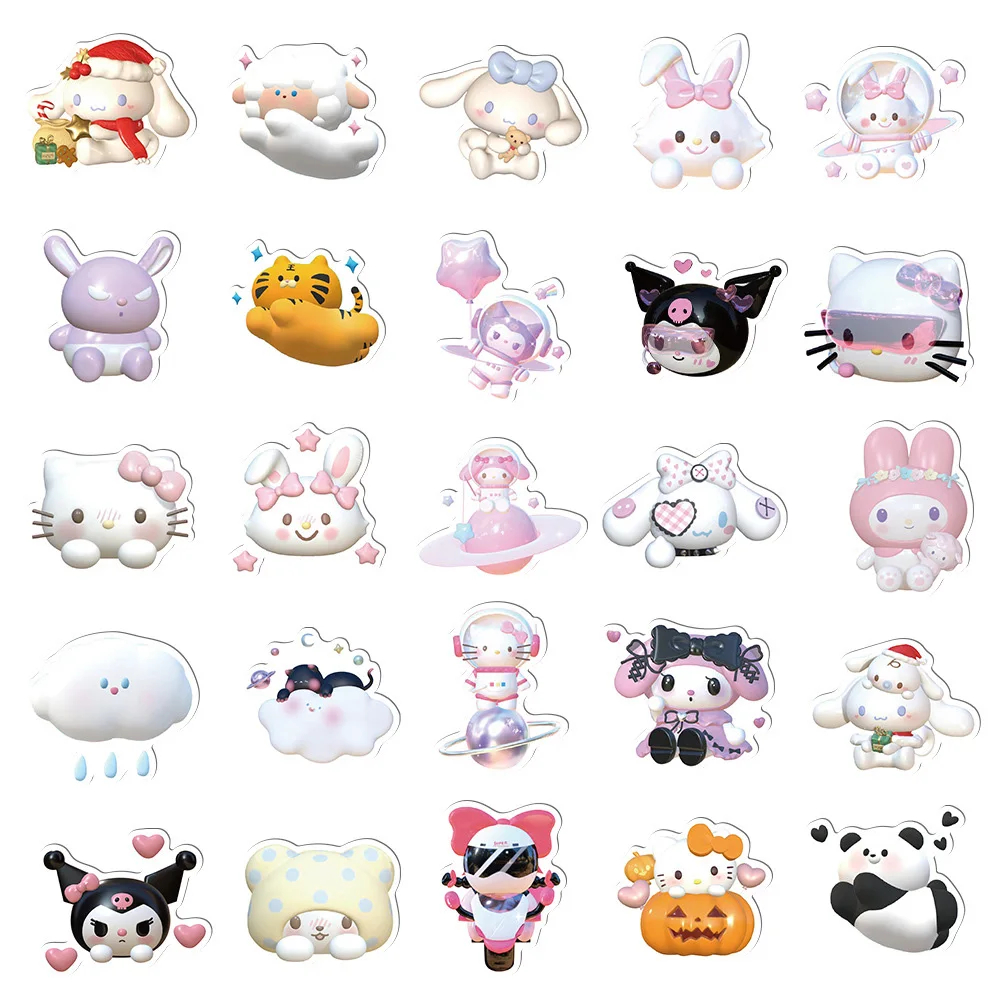 10/30/51PCS Mélange Mignon Kuromi Mélodie Kitty Anime Autocollants BRICOLAGE Planche À Roulettes Réfrigérateur Bagagerie Moto Dessin Animé Blague Autocollant Jouet