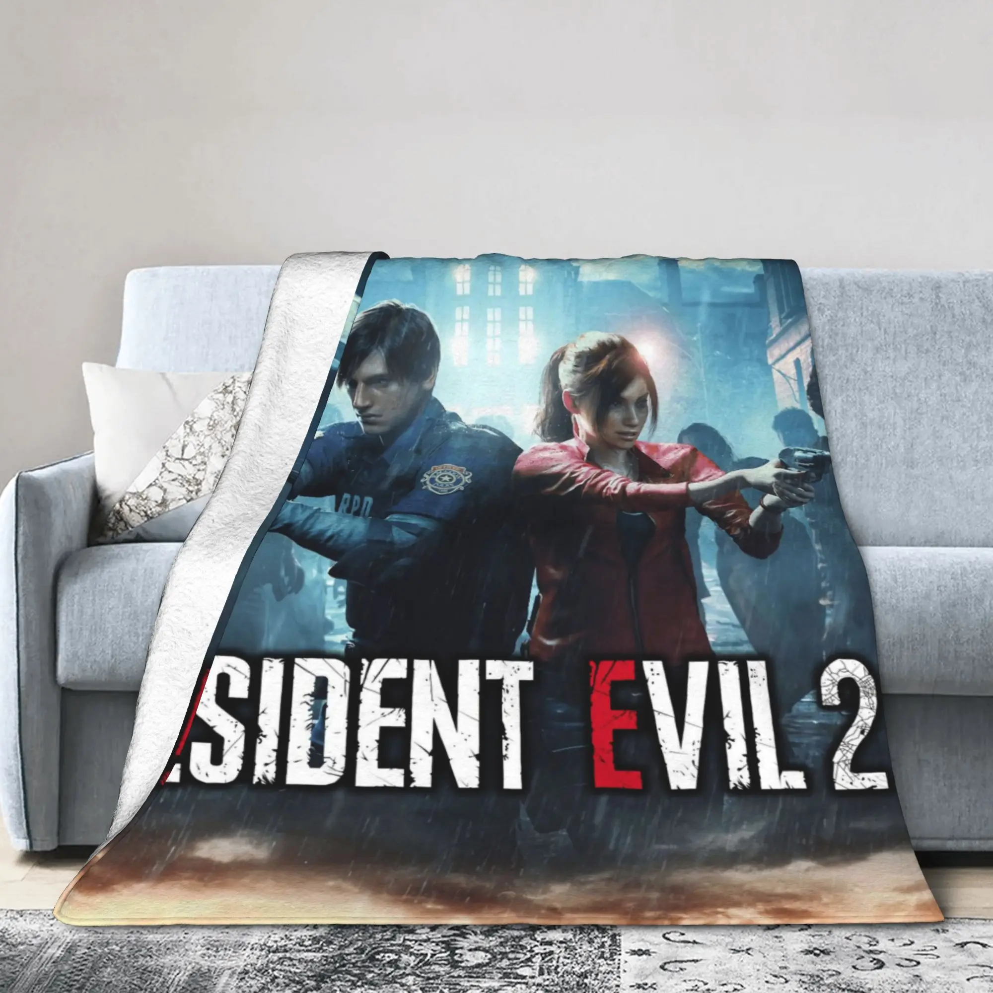 

Claire Redfield Leon S. Kennedy Video Game Blanket Warm Soft Fashion Plush Bedding Throws For Kids Adult Bedspread Bed Cover